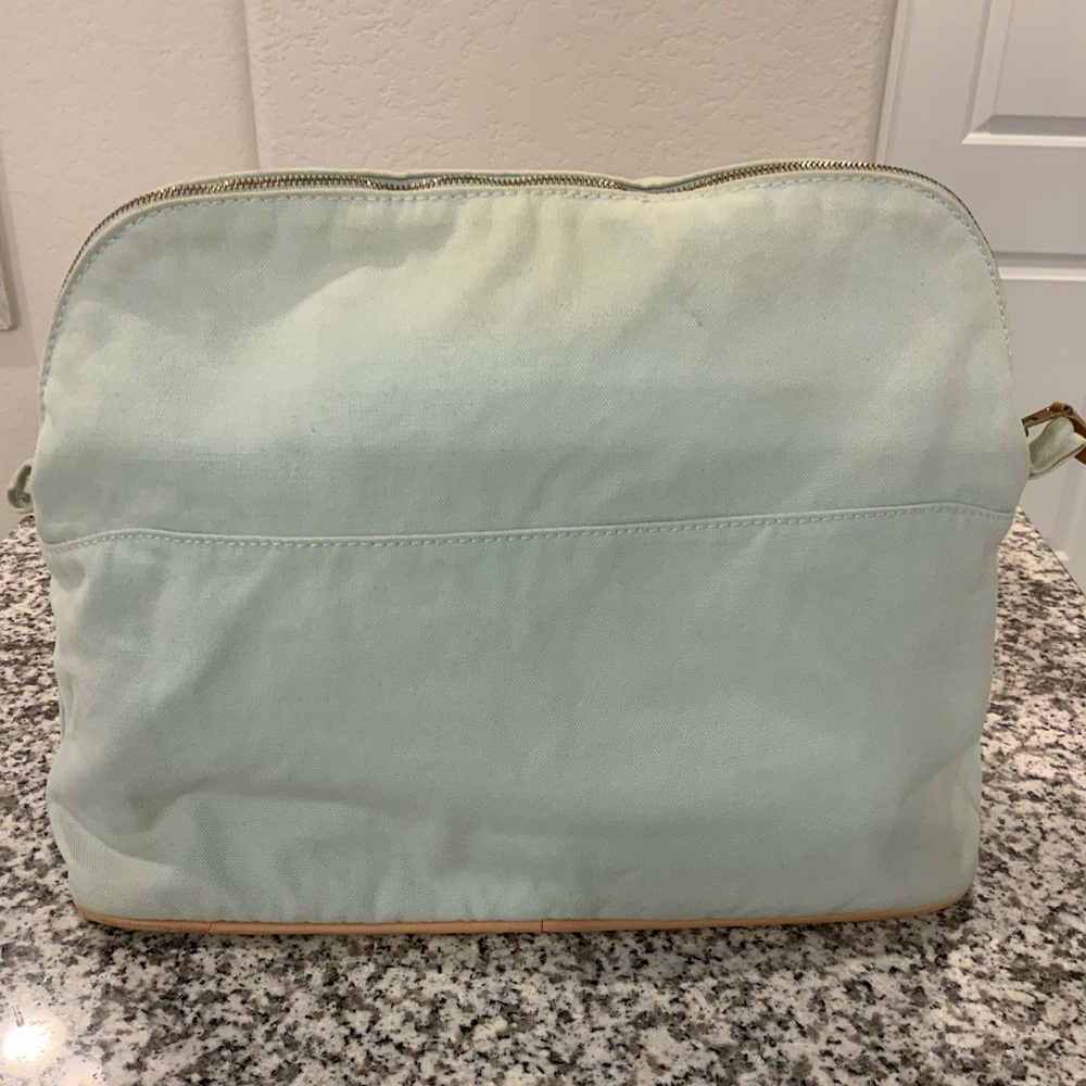 HERMES Mint Green Bolide Cotton Canvas Travel Zip Pouch - Picture 2 of 16